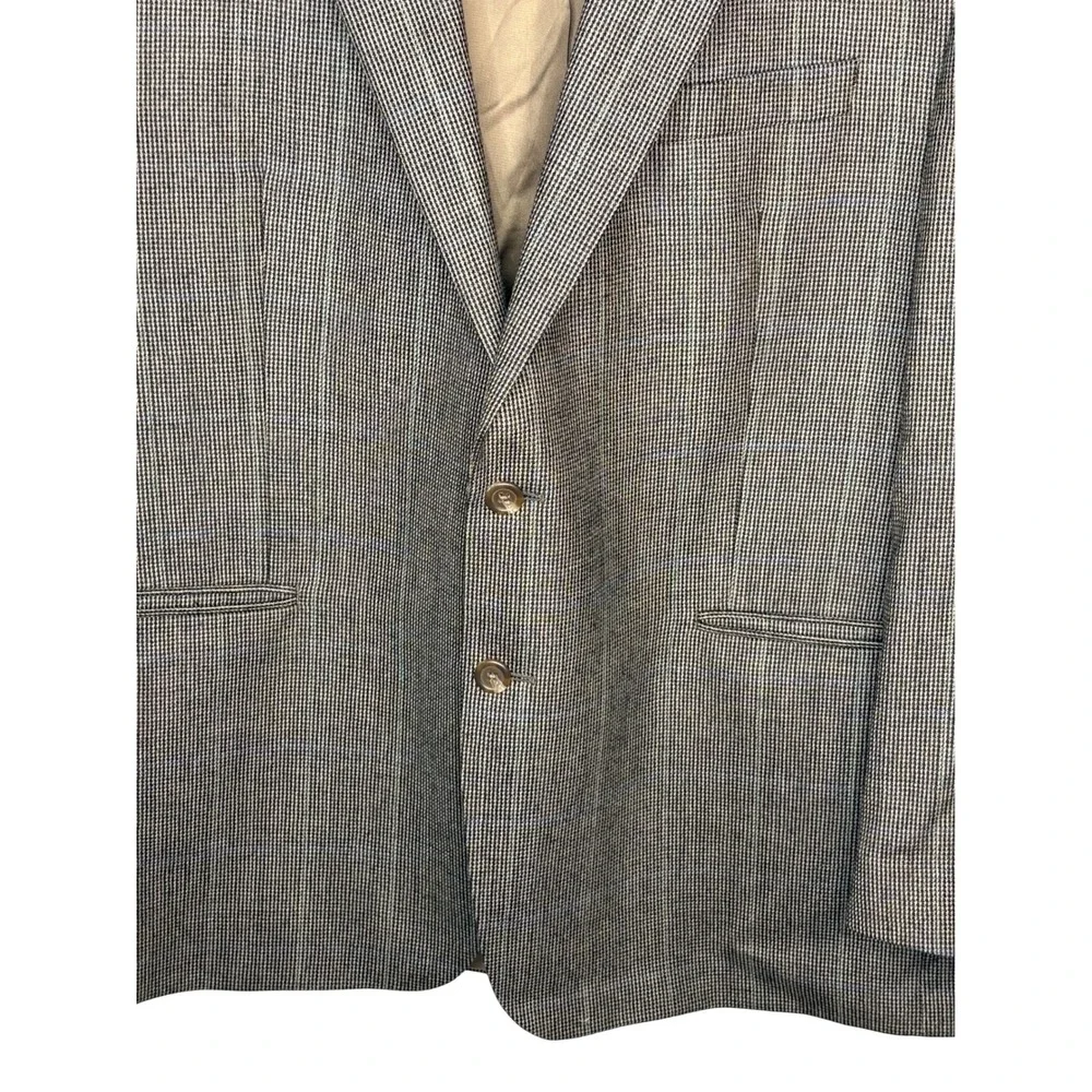 Chaps Sport Coat Mens 48R Brown Plaid‎ 100% Lambs Wool Two Button Blazer
